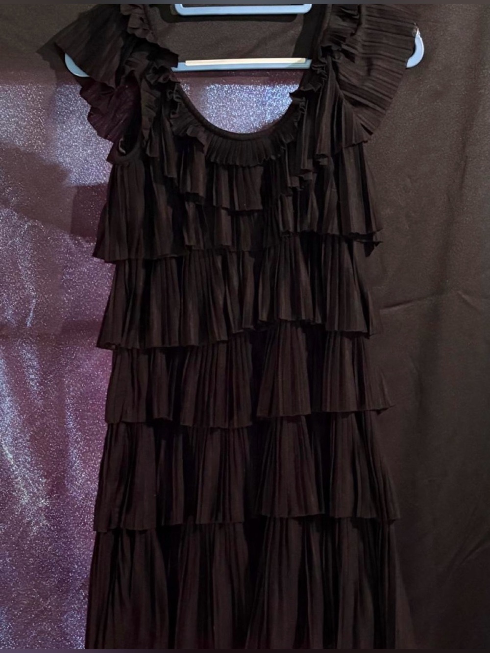 White House Black Market Black Tiered Ruffle Maxi Dress